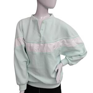 Vintage Lavon by Cheerful Corp Sweatshirt Top Size Small Mint Green and White